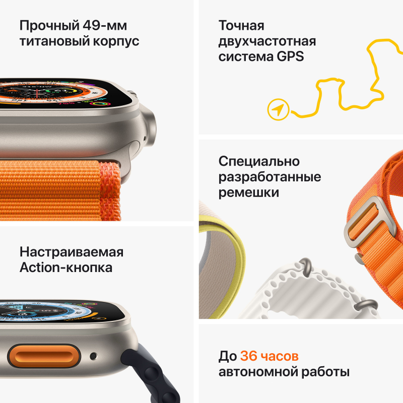 Apple Watch Ultra 2 GPS + Cellular, 49 мм, корпус из титана, ремешок Alpine оливкового цвета